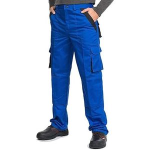 Mazalat Werkbroek voor Heren met Kniebeschermers, Werkbroek, Werkbroek, Cargobroek, Blauw/Zwart, 48