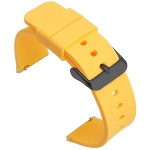 Jeniko 12mm 14mm 16mm 18mm 19mm 20mm 21mm 22mm 24mm Siliconen Vervanging Horlogeband Strap Rubber Sport Horlogeband Armband (Color : Yellow black buckle, Size : 21mm)