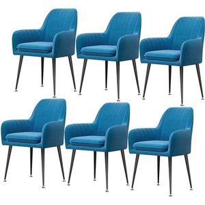 GEIRONV Fluwelen zitting eetkamerstoelen set van 6, for restaurant vergaderzaal stoelen met rugleuning en gewatteerde zitting keukenstoelen metalen poten fauteuil Eetstoelen (Color : Blue, Size : Bl