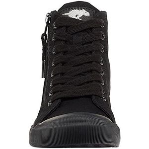 Rocket Dog Jazzin damesschoenen, 12 A, ritssluiting, hoge bovenkant, canvas schoenen, zwart, 38 EU