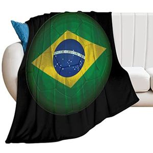 Brazilië Voetbal Vlag Zachte Fleece Gooi Deken voor Bed Sofa Gezellige Decoratieve Dekens Winter 50""*60"" (130 * 150cm)