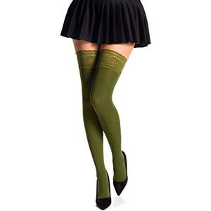 Romartex Ondoorzichtige 40 denier microvezel kousen 25 kleuren, maten S-XL, Olijfgroen, L