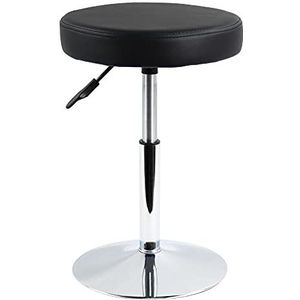 FURWOO Ronde PU Lederen Hoogte Verstelbare Kruk - Draaibare Teller, Kantoor, SPA Salon, Pedicure en Tattoo Stoel - Klein Zwart