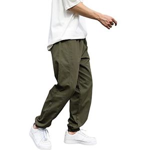 ARtray Heren Cargo Broek Casual Jogger Werkbroek Heren Slim-Fit Kreukbestendig Flat-Front Chino Broek Effen Kleur Wandelen Running Jogging Joggingbroek Bodybuilding Workout Sport Longs, legergroen, M