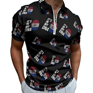 It's In My DNA Paraguay vlag halve rits polo shirts voor mannen slim fit korte mouw T-shirt sneldrogend golf tops T-shirts 5XL