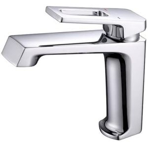 Enkelgatskraan, Badkamer wastafelkraan, zwart chroom messing enkele handgreep warm en koud water mixer wastafelkraan, op het bad monteerde luxe toiletkraan, 360 graden draaibare uitloop(Chrome)