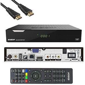 Edision PICCOLLO S2+T2/C Combo Receiver H.265/HEVC (DVB-S2, DVB-T2, DVB-C,) CI Full HD USB zwart incl. HDMI-kabel