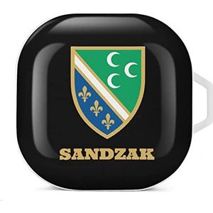 Sandzak vlag oordopjes hoesje compatibel met Samsung hard shell beschermhoes wit stijl