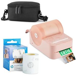 HP Sprocket Panorama Instant draagbare kleurenlabel- en fotoprinter roze startbundel met koffer en HP zinkrol, Starter Bundle, Pink
