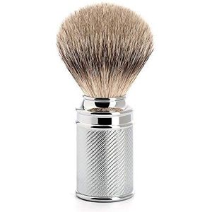 MÜHLE Traditionele scheerkwast - scheerkwast van zilverpuntige dassen-zupf - handvat van verchroomd metaal - handwerk