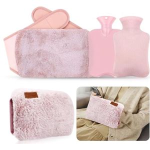 Aoreun Warmwaterkruik Met Overtrek, 1 Liter 4-in-1 Met Riem, Rubberen Warmwaterzak, Draagbaar, Ultra Comfortabel en Zacht Voor Nek, Rug, Schouders en Benen