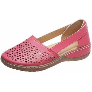 BKYWJTR6 Zomermode voor dames, casual, lage hak, sleehak, holle schoenen, klassieke comfortabele sandalen, roze, 36 EU