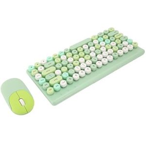 Draadloos Toetsenbord en Muis, Draadloos Toetsenbord Kleurrijke Ronde Keycap Comfortabel voor Computer (GREEN)