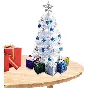 Tabletop Christmas Tree - Mini White Christmas Tree Set with Star Tree Topper | Battery Operated Christmas DIY Craft Miniature Pine Tree for Home Indoor Decoration