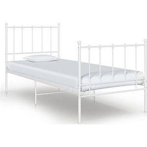 AUUIJKJF Bedden & Accessoires Bedframe Wit Metaal 100x200 cm Meubels