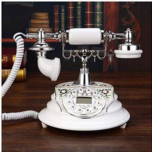 Telefoon Europese Telefoon Retro Oude Villa Antieke Telefoon Thuis Vaste Vaste Nieuwe Mahonie Metalen Beugel Lederen Touw (A)