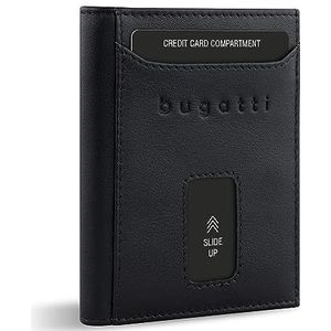 bugatti Secure Slim Mini Speciaal portemonnee, XL voor muntgeld, RFID, leer, zwart nappa