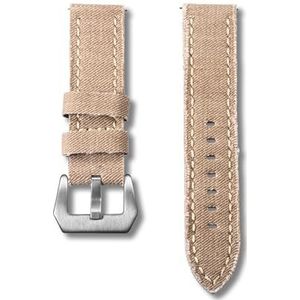 LUGEMA Canvas Horlogebanden Quick Release Premium Denim Twee Stukken Horlogebandjes Mat Stalen Gesp 20mm 22mm 24mm (Color : Khaki, Size : 20mm)