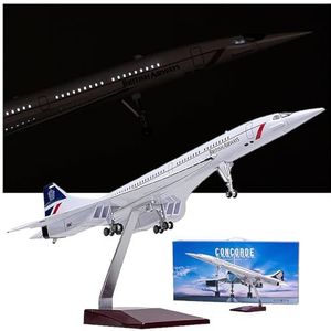 1/125 19,7-inch gesimuleerd vliegtuigmodel Vliegtuigmodel Supersonic Passagier Airbus French British Association Singapore Concorde Passagiersvliegtuig Model Gemonteerde ornamentencollectie(Led)