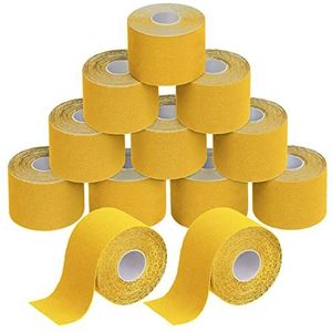 BB Sport 12 x Kinesiology Tape 5 m x 5 cm Vele Kleuren E-book Applicatie Brochure Elastiek Spirien Tape Kinesiotape, Kleur:Geel