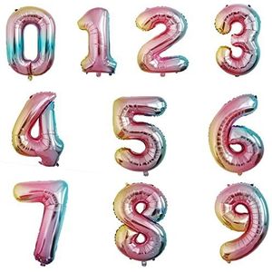 Folieballon getal 9, in regenboogkleuren - 80 cm - verjaardag bruiloft decoratie party cijferballon jubileum ballon ballon cijfer ballon groot XXL voor luchtvulling nummer decoratie Unicorn Rainbow