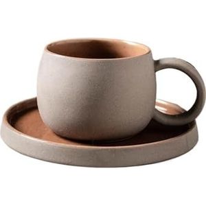 GENODA Keramische Mok Set Eenvoudige Creatieve Water Cup Kantoor Afternoon Thee Aardewerk Drinkware Verzenden Valentijnsdag Gift Cup (Bruin Zandgrond)