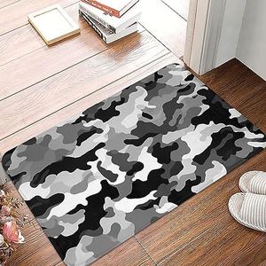 YNCATXZ Zwart grijs wit camo deurmat 40 x 60 cm antislip binnen buiten mat welkomstmat wasbaar deurmat voor ingangen deurmat absorberende flanellen badmatten