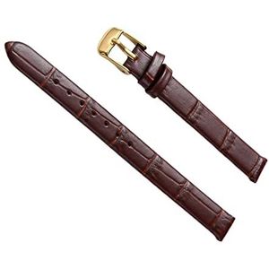 SZCURC Horlogebandje van echt leer, 8-20 mm rundleer, met gereedschap, elegante en duurzame reservearmband voor horloges, Goud/Bruin, 20 mm