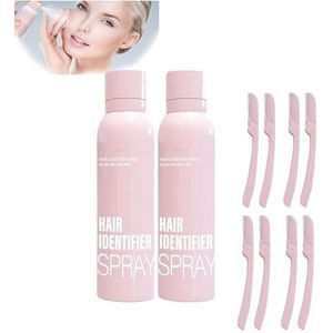 Haaridentificatiespray for gezichtscheren, dermaplaningtool for gezicht, haaridentificatieset for gezicht, huid Lichaamshaaridentificatiespray for alle huid- en haartypes met Dermaplaner(Size:2pcs)