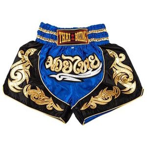 MUAY NATION Muay Thai Shorts voor mannen en vrouwen, slim gesneden MMA Boksshorts Training Kickboksen Kleding Vechtsporten Trunks, Blauw, L