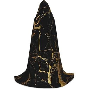 YQxwJL 3d stijlvolle gouden marmering textuur print unisex mantel met capuchon, heksen tovenaar cape mantel, voor Halloween cosplay, feestkostuum