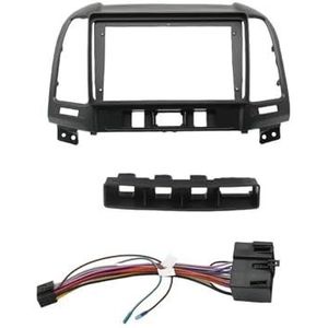 9 Inch Autoradioframe Fascia Dvd-bekleding Dashboardmontagekit 2 DIN-installatie Stereo Voor Hyundai Voor Santa Fe 2006-2012 Auto Fascia Radio Paneel(RHD and cable)
