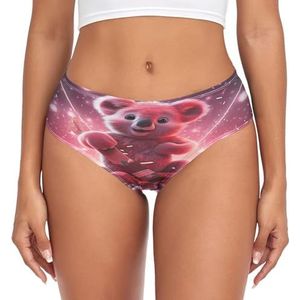 sawoinoa Bärenstern Koala Onderbroek met roze patroon voor dames, middelhoge taille, slip, comfortabel, elastisch, sexy ondergoed, bikinibroekje, Mode Pop, XXL