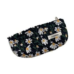 DieffematicHZB make-up tas Cosmetic Bag Women Floral Makeup Case Organize Embroidery Cosmetic Pouch Travel Toiletry Bag Corduroy Canvas Beauty Case (Color : Schwarz, Size : S)