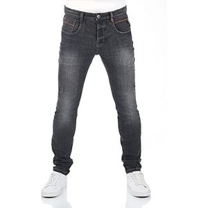 riverso Heren Jeans RIVCaspar Slim Fit Jeans Used Look Katoen Denim Stretch Zwart Blauw Grijs W29 W30 W31 W32 W33 W34 W36 W38, Black Denim (B132), 38W x 32L
