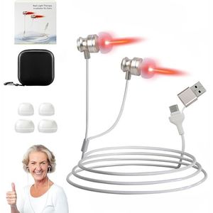 Wenbones Tinnitus infrarood oordopjes met 650 nm rood licht - microcirculatieverbetering, infraroodtherapie voor tinnitusverlichting, oorafdekkingen, compatibel met siliconen reserveonderdelen