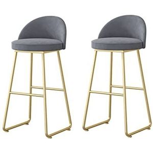 AADDFDD Barkrukken Bar Stoelen Moderne Stoelen Barkrukken Set van 2 Fluwelen Seat Back Eetkamerstoelen met Goud Metalen Benen voor Keuken Woonkamer