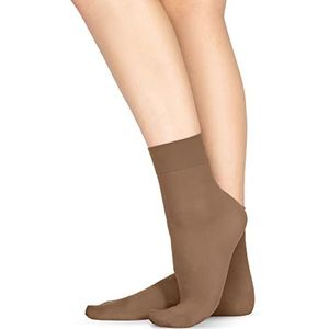 LORES Microvezel ondoorzichtige strakke sokken voor dames, ronde lengte, 60 denier, anti-drukband, enkelhoge kousen [Made in Italy], Daino, One size