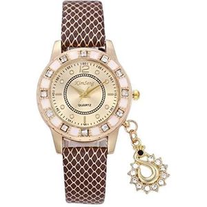 Luxe horloge Vrouwen Gold Diamond Watch Horloge van de Vrouwen Swan Pendant horloge Snake Skin Female polshorloge Reloj Mujer (Color : 5)