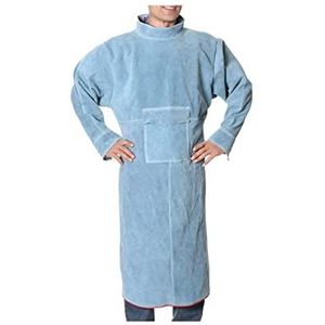 Zware lasjas Lasjack lederen schort lange jas beschermende kledingkledingpak zware werkzaam werk anti-schalen vlambestendige jas Hittevlambestendige lasjas (Color : Blue, Size : XL)