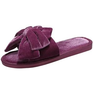 GSCLZ Stof Thuis Slippers Slippers Vrouwen Warm Houden Schoenen Voor Vrouwen Hart Decoratie Met Pluche Platte Hak Maat 36-41 Voor Reizen En Thuis, Lavendel, 40.5 EU