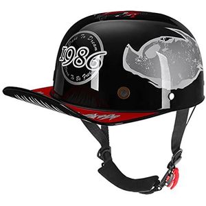 Retro Baseball Cap Modellering Halve Helm, DOT Goedgekeurde Mannen & Vrouwen Skull Cap Open Helm voor Street Biker Scooter Touring Bromfiets ATV Helm Decoration