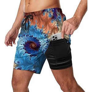 Tie Dye Zwembroek voor heren, sneldrogend, 2-in-1 strandsportbroek met compressieliner en zak