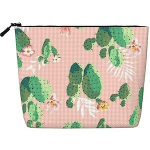 FZGGWYHL Cactus Patroon Gedrukt Fake Hennep Hennep Make-up Bag Dagelijkse Opbergtas, Zwart, Eén maat, Tas Organizer