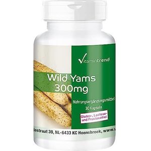 Wild Yam Extract 300mg - 30 capsules met vitamine C, E, beta-caroteen, zink en selenium - yamextract gestandaardiseerd tot 20% diosgenine - hoge dosering - veganistisch | Vitamintrend®