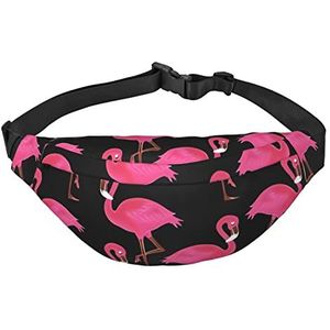 Franse hanen geschikt voor sport, hardlopen, reizen, outdoor bodypacks, uniseks heuptas voor heren en dames, Heerlijk Roze Flamingo's, Eén maat, Fietsrugzak