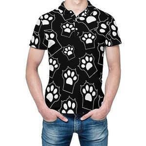 Big Black Cat Paw heren shirt met korte mouwen golfshirts normale pasvorm tennis T-shirt casual zakelijke tops