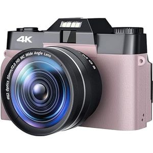 Videocamera Vlogcamera Recorder 48MP Digitale Camera for Fotografie Scherm Draaien 4K Selfile Camcorder Groothoek Macro Lens Vlog Video Camera Autofocus(16G TF Card,With Lens-03)