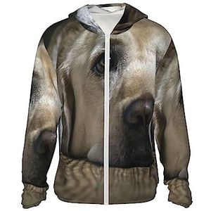 Mooie Labrador Hond Unisex Zonbescherming Hoodie Lichtgewicht Droog Lange Mouw SPF Wandelen Shirt Outdoor, Zwart, XXL