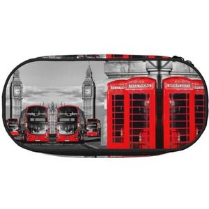JEJEA Engeland UK Retro Londen Telefoon Print Grote Capaciteit Potlood Pen Case Grote Opslag Hoge Capaciteit Tas Pouch Houder Box Organizer, Zwart, Eén maat, Tas Organizer
